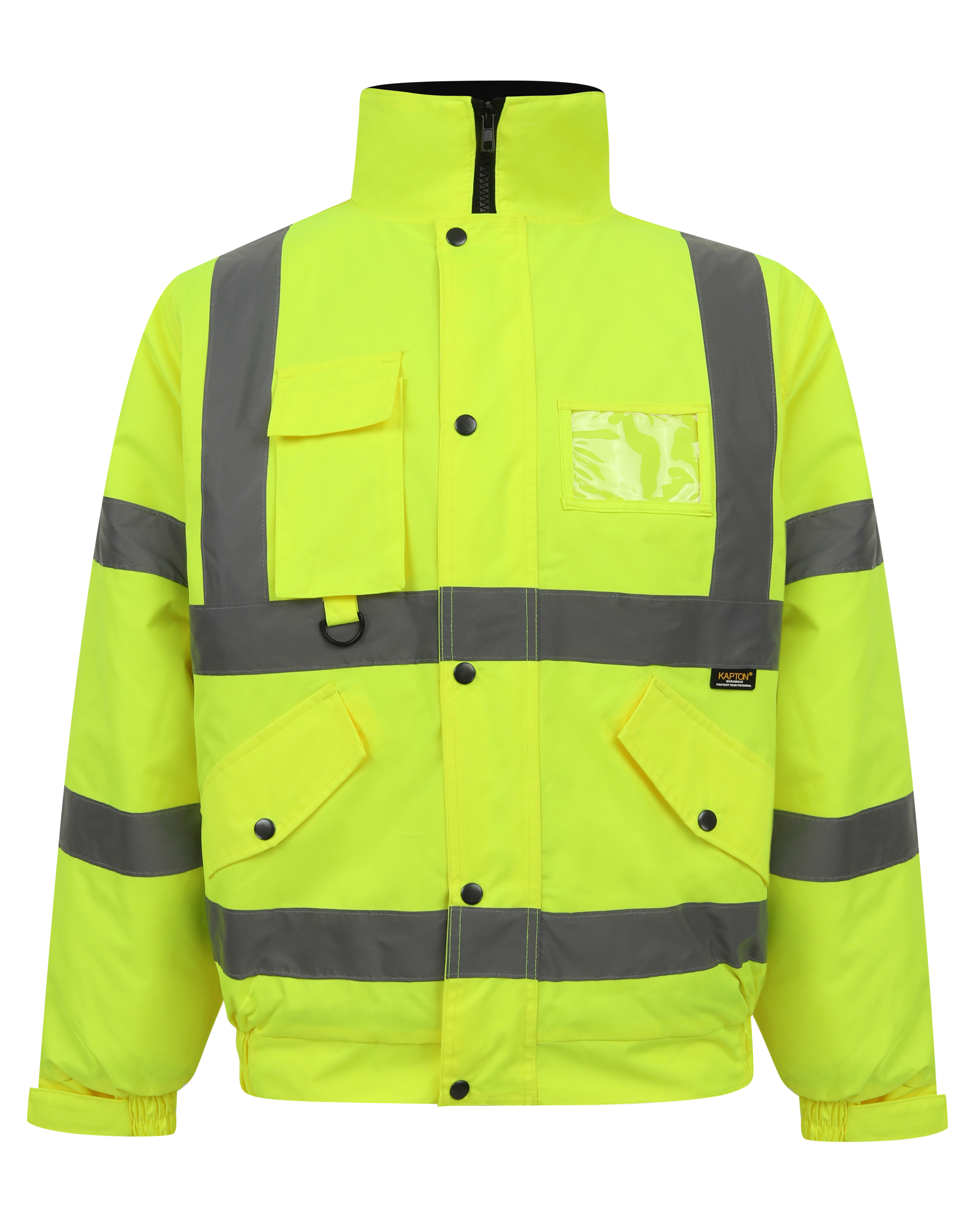 Mens Hi Vis 3/4 Waterproof Jacket High Visibility Viz Padded Work Coat 