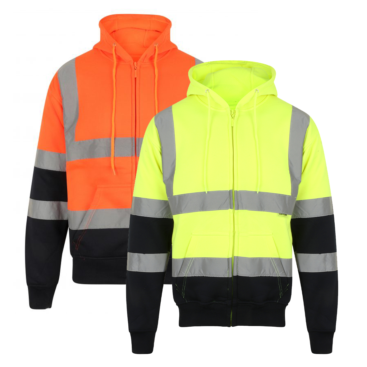 HIGH VISIBILITY TWO-TONE ZIP HOODED SWEATSHIRT – Kapton Work Wear